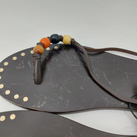 Zara Sandals US 8 EUR 39 Lace Up with Beads Studded Leather - Picture 11 of 16